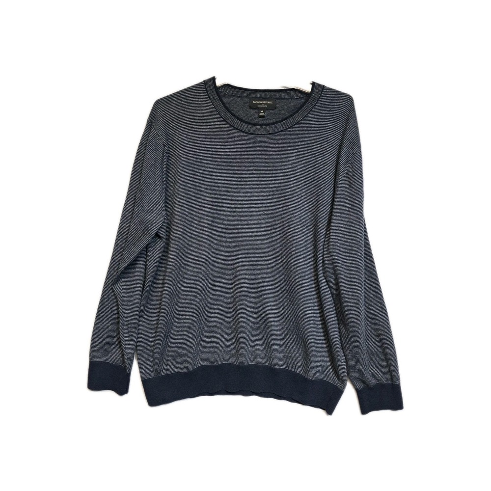 Banana‎ Republic Men's Eco Sweater XL Navy Blue Striped